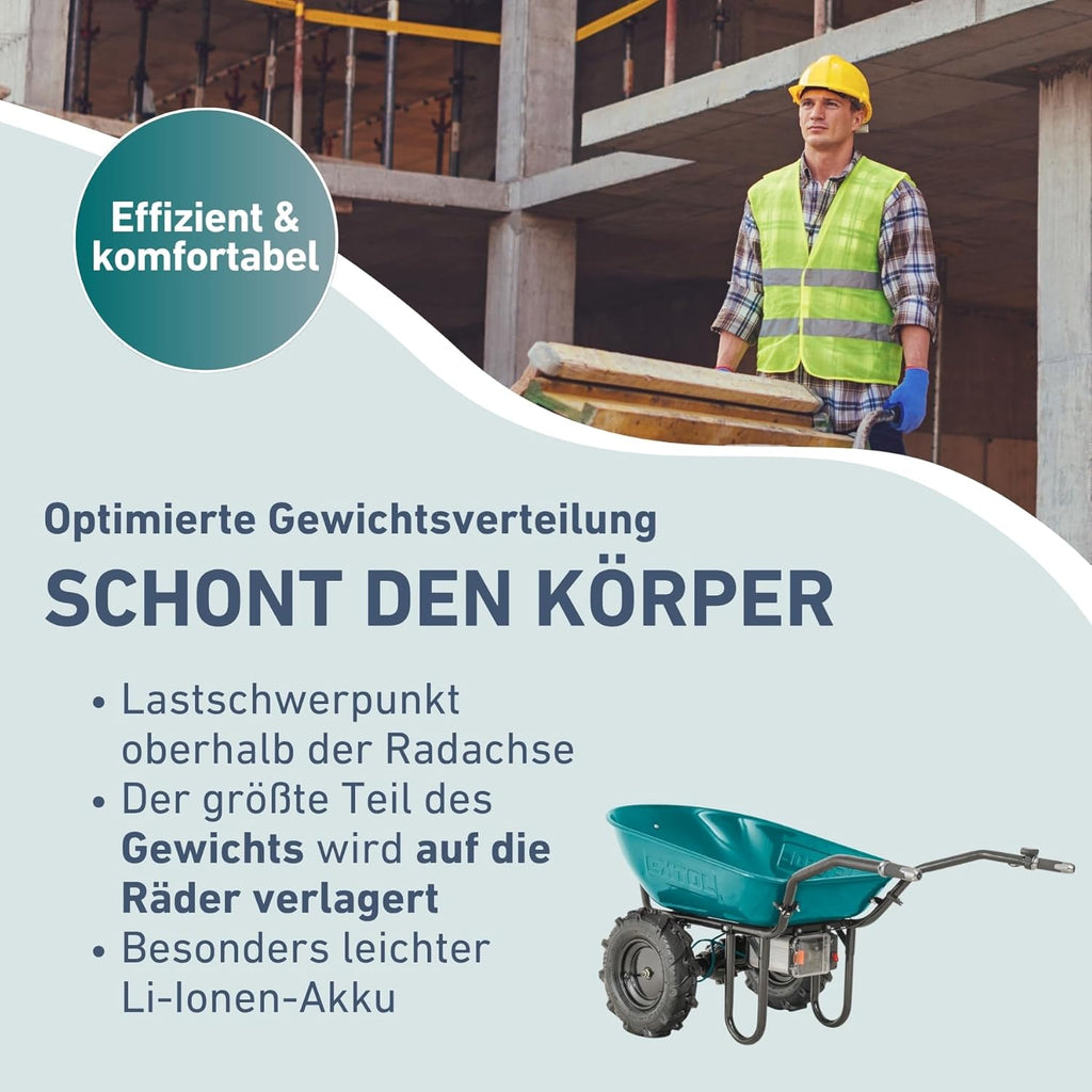 Elektrische Schubkarre mit Akku, 100L Mulde, EXTOL INDUSTRIAL