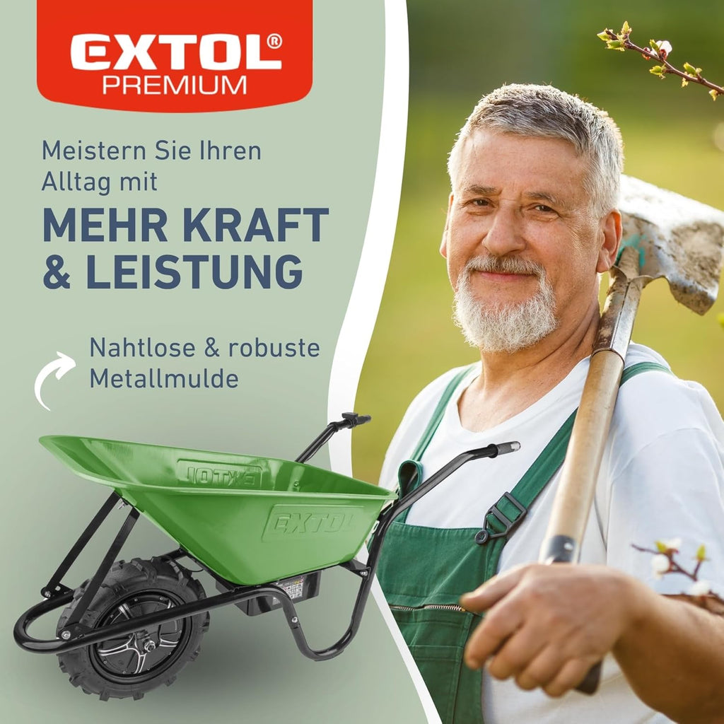 Elektrische Schubkarre mit Akku, 80L Mulde, EXTOL CRAFT