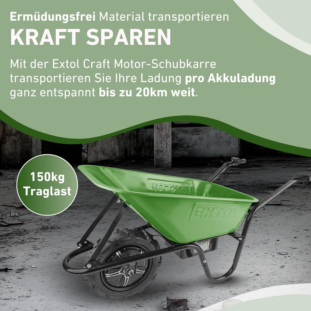 Elektrische Schubkarre mit Akku, 80L Mulde, EXTOL CRAFT