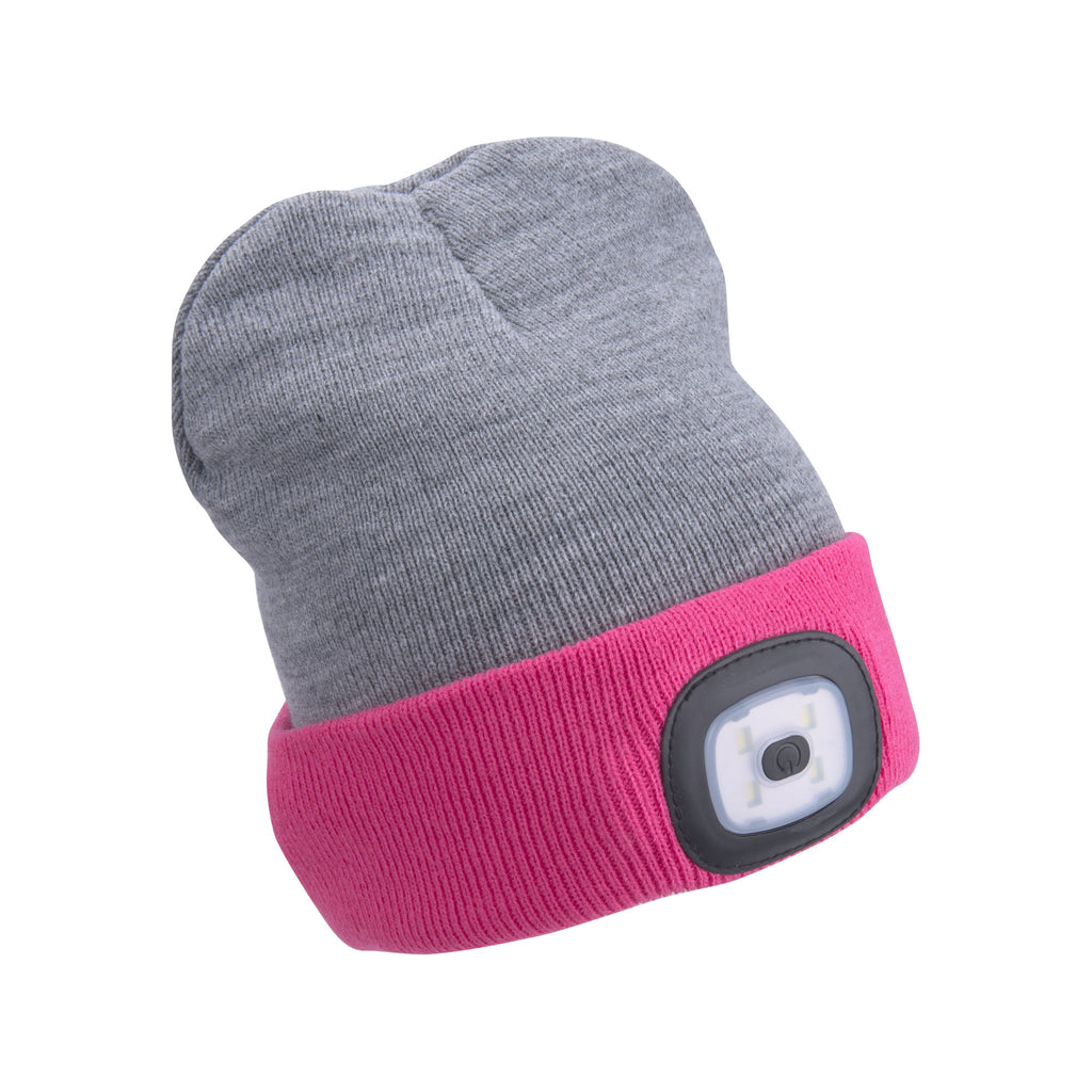 Mütze grau/pink oder pink/pink, doppelseitig mit Stirnlampe, LED 4x45lm, 300mAh Li-Ion, EXTOL