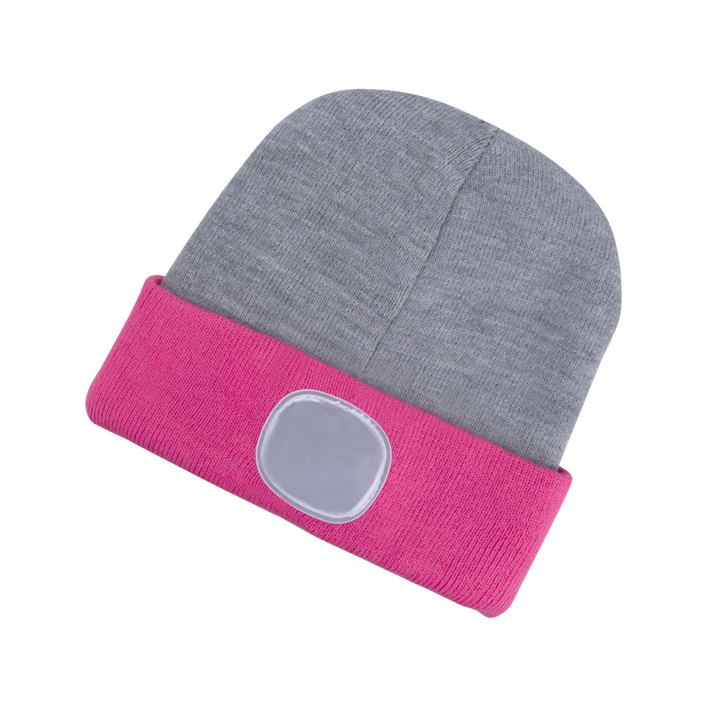 Mütze grau/pink oder pink/pink, doppelseitig mit Stirnlampe, LED 4x45lm, 300mAh Li-Ion, EXTOL