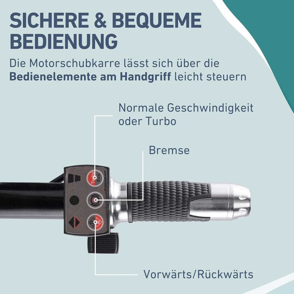 Elektrische Schubkarre mit Akku, 100L Mulde, EXTOL INDUSTRIAL
