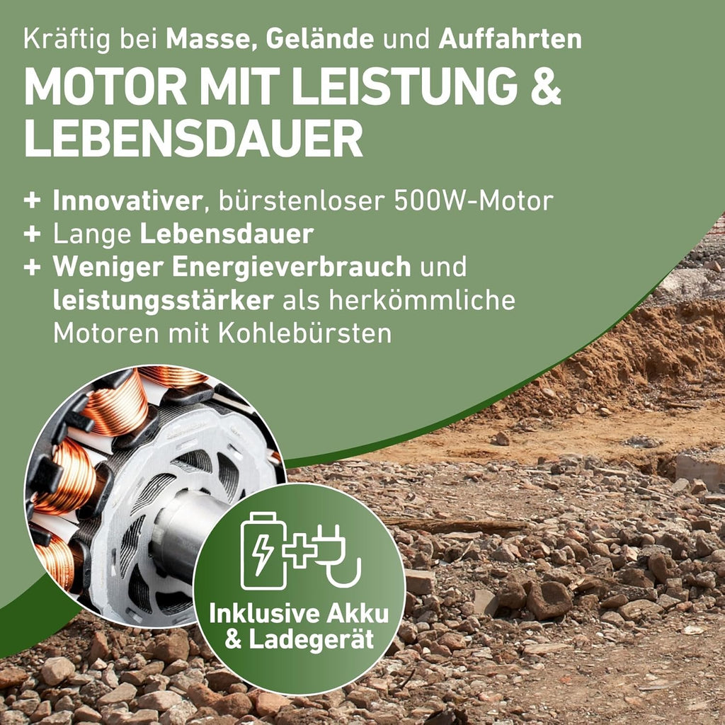 Elektrische Schubkarre mit Akku, 80L Mulde, EXTOL CRAFT