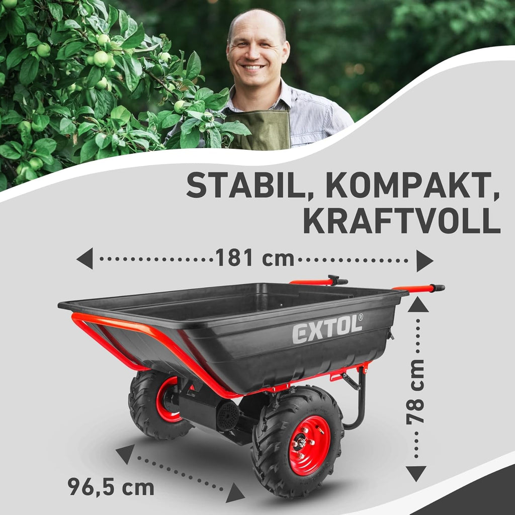 Elektrische Schubkarre mit Akku, 300kg, 300L Mulde, 40V, EXTOL PREMIUM