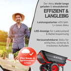 Elektrische Schubkarre mit Akku, 300kg, 300L Mulde, 40V, EXTOL PREMIUM