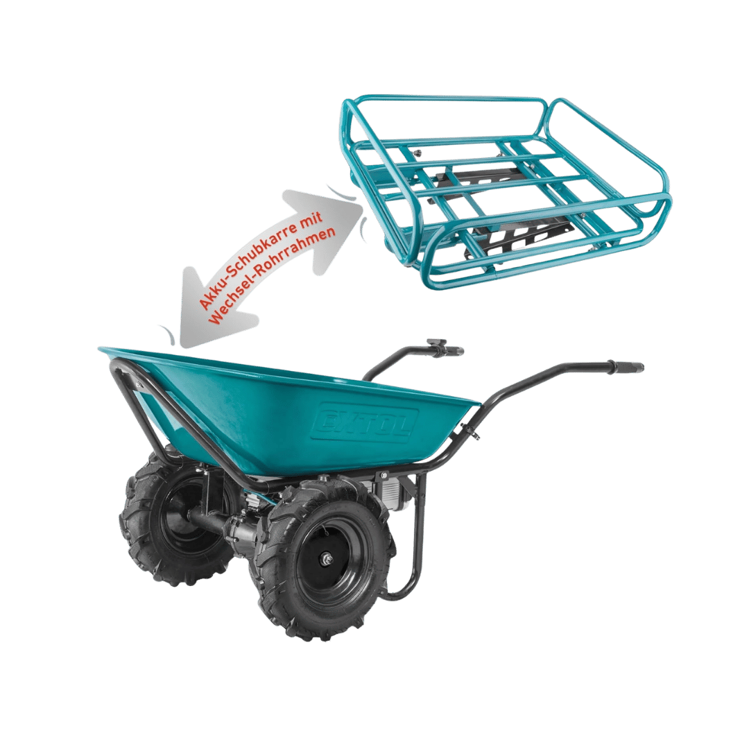 Elektrische Schubkarre mit Akku, 100L Mulde, EXTOL INDUSTRIAL